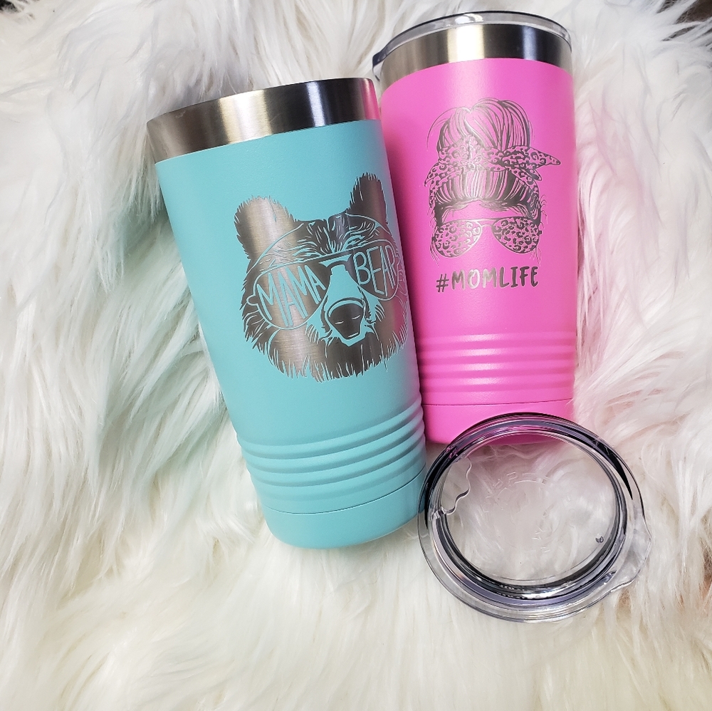 Mama Bear and Mom Life Stainless Steal 20oz Tumblers Pair